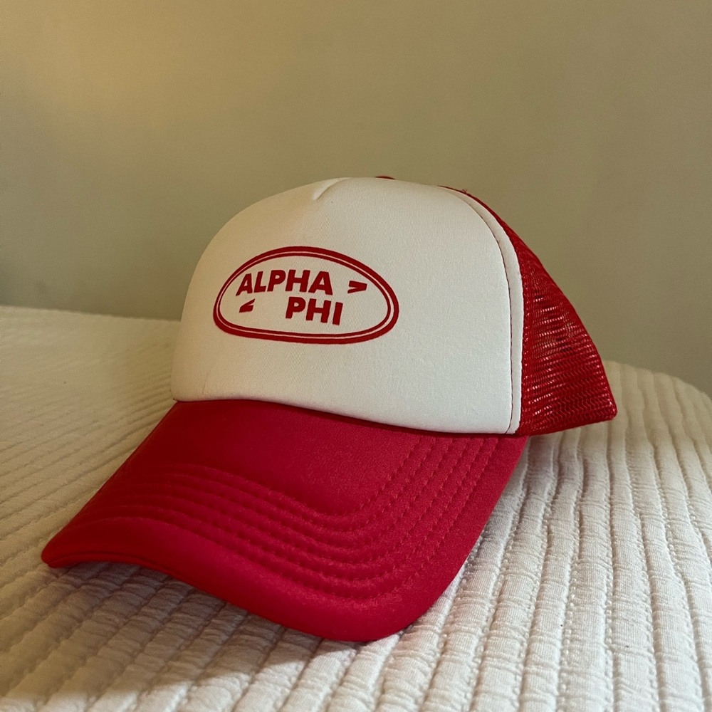 Alpha Phi Women’s Sorority Red and White Trucker Hat